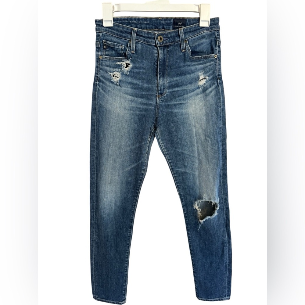 AG Adriano Goldschmied High Rise Skinny Ankle Distressed Jeans Size 28R